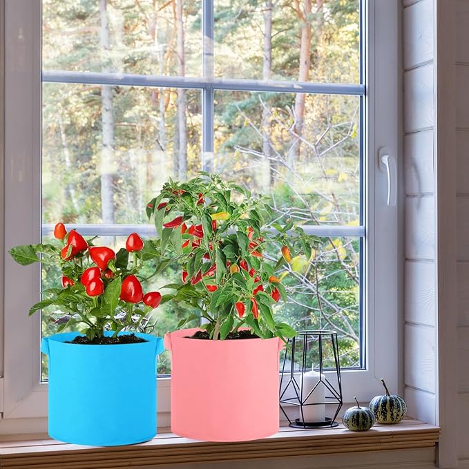 20 Pack Grow Bags Multicolor Plant Grow Bag Non Woven Fabric Pots with Handles Garden Plant Seeds Tomato Vegetables Flowers Planting Bags for Indoor or Outdoor Gardening