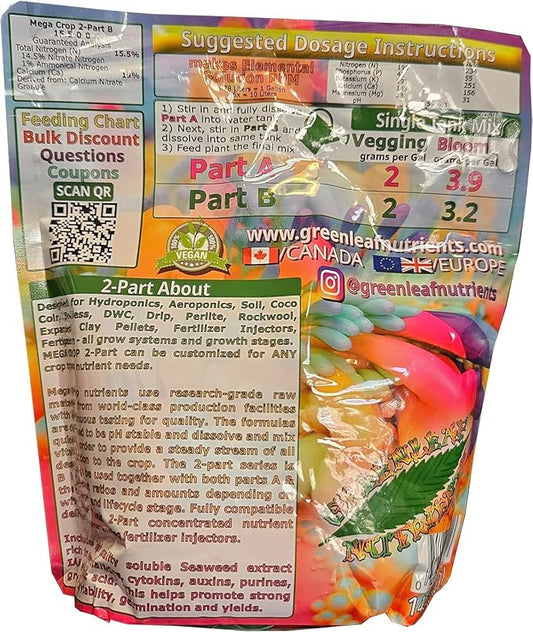 Calcium Nitrate 15.5-0-0 Mega Crop 2 Part B Hydroponic Soil Fertilizer for Plants Granule