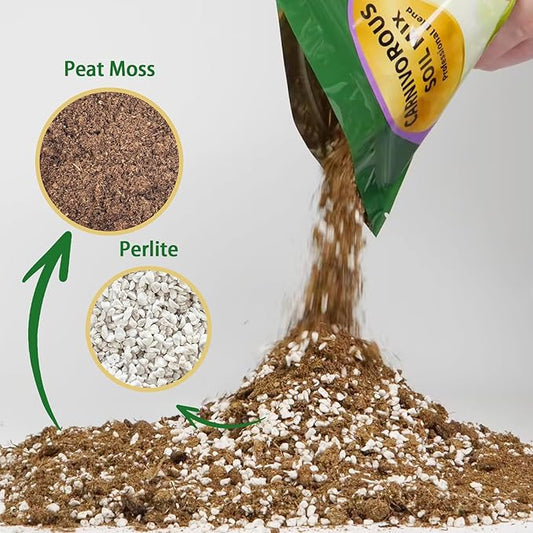 Carnivorous Plant Soil Mix 1qt, Pure Peat Moss and Perlite Mixture for Venus, Pitcher, Butterwort, Nepenthes, Sundew
