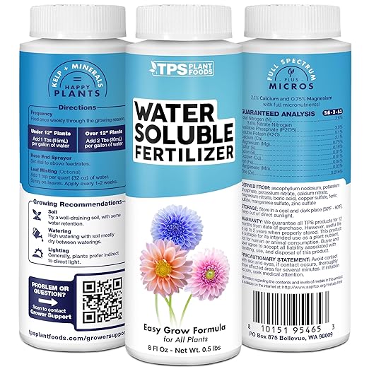 Water Soluble Fertilizer, Complete Liquid Water Soluble Plant Food, 32 oz (1 Quart)