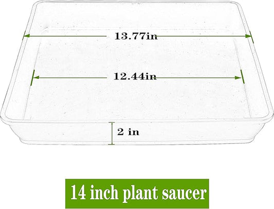 Square Plant Saucer 14 Inch 5 Pack, Durable Plastic Plant Trays Plant Pot Saucers, Square Planters for Indoors and Outdoors Plants, Garden Large Plant Saucers for Pots Black.