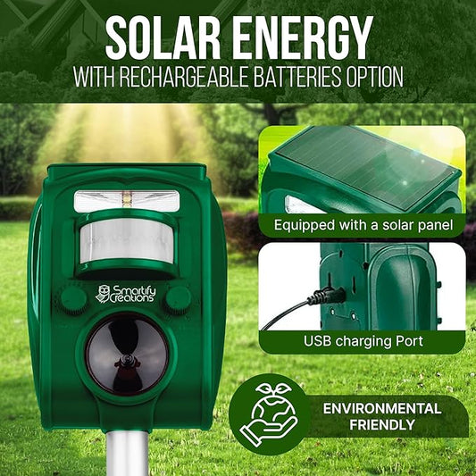 New 2025 Solar Deer Repellent Device Outdoor – Solar Animal Repeller for Outside – Rainproof Solar Rodent Repellent – Outdoor Animal Deterrent for Deers, Cats, Dogs, Mice, Birds