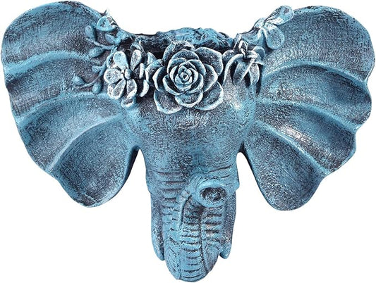 Sungmor Resin Elephant Head Wall Pot, Unique Bohemian Style Animal Face Planter, Vertical Hanging Plant Pot, Pretty Decorative Flower Pot for Indoor Outdoor Plants, for Gardening Lovers