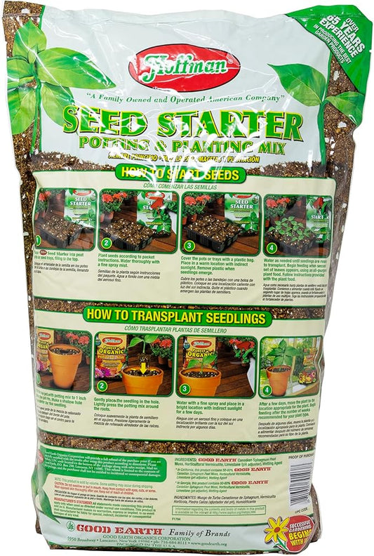 Hoffman Seed Starter Potting & Planting Mix with Wetting Agent for Moisture Retention, 10qt Bag, 3 Pack