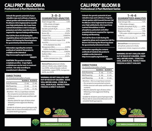 Emerald Harvest GL56723914.922 Cali Pro Bloom A+B Fertilizer Combo, 3.8 L