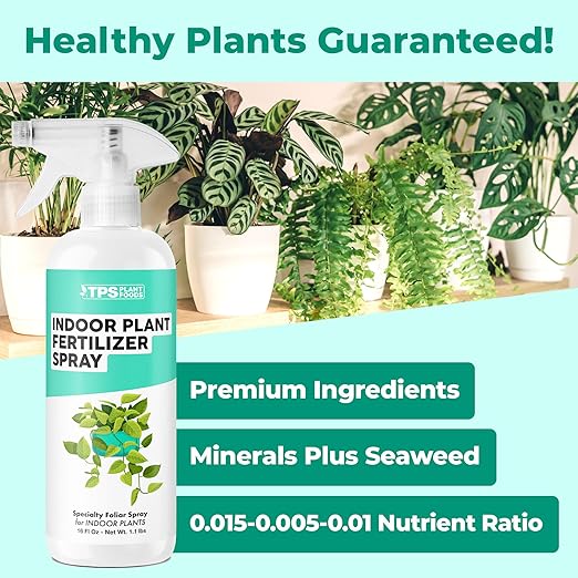 Indoor Plant Fertilizer Spray, Gentle Foliar Feeding Spray for Healthy Leaves and Plants, Liquid Fertilizer by TPS Plant Foods, 16oz (475ml)