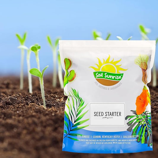 Soil Sunrise All Natural Seed Starting Mix (4 Quarts) Expert Grade Seed Starter Potting Mix, Start Herbs, Vegetables, and Other Grass