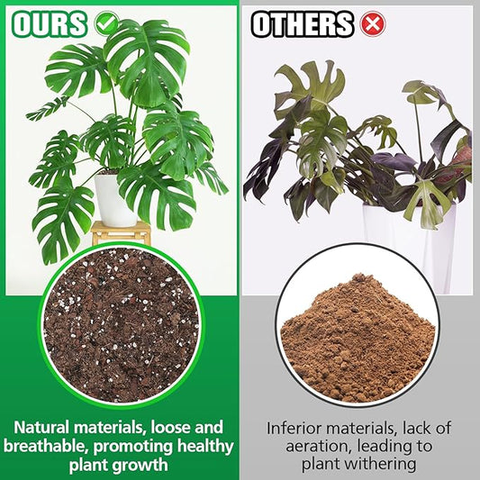6.4QT Monstera Soil Potting Mix - Natural Organic Tropical Plant Soil for Improving Growth Rate, Sustainable Houseplants Growing Media for Indoor Bonsai Succulents Moisture Retention Drainageq