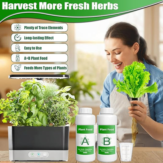 1000ml Hydroponic Plant Food Nutrients,Indoor Herb Hydroponics Growing System General Plant Food A and B Fit for Vegetables Fruits Flowers