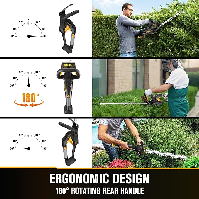 Cordless Hedge Trimmer 22-Inch Compatible with DEWALT 20V Max Battery (Tool Only), Electric Hedge Trimmer Cordless, Bush Trimmers for Garden, Battery Powered Hedge Trimmers (Black)