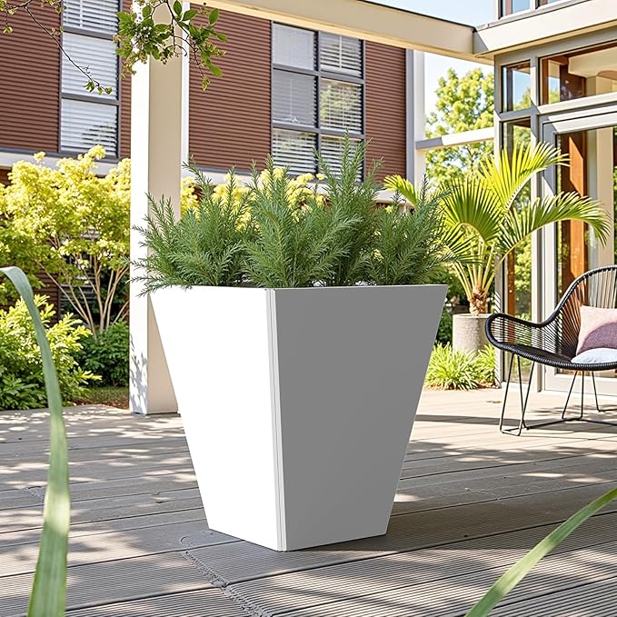 18 Inch Large Tall Planter for Outdoor Plants,Tall Outdoor Flower Pot with Drainage Holes for Patio Front Porch Decor