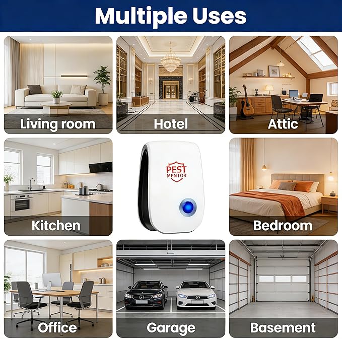 Ultrasonic Pest Repellent Plug-in, Rodent & Insect Repellent Device for Mice,Rats,Roaches,Ants,Spiders, Multi-Room Indoor Pest Control for Home Kitchen Office – 10 Pack