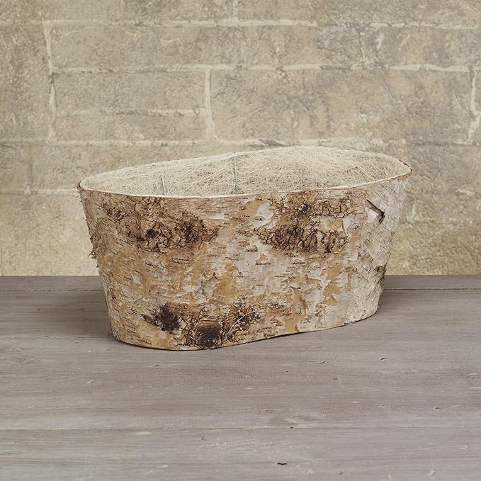 Napco Imports Indoor Outdoor Plant Succulent Herb Flower Pot 6 x 14 Inch Wood Oval Birch