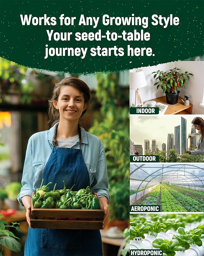 8 Varieties Hot Pepper Seeds for Planting - 1600+ Heirloom Non-GMO USA Sourced Seeds - Ghost, Jalapeño, Serrano, Cayenne, Poblano, Thai & More- High Germination Spicy Pepper Garden