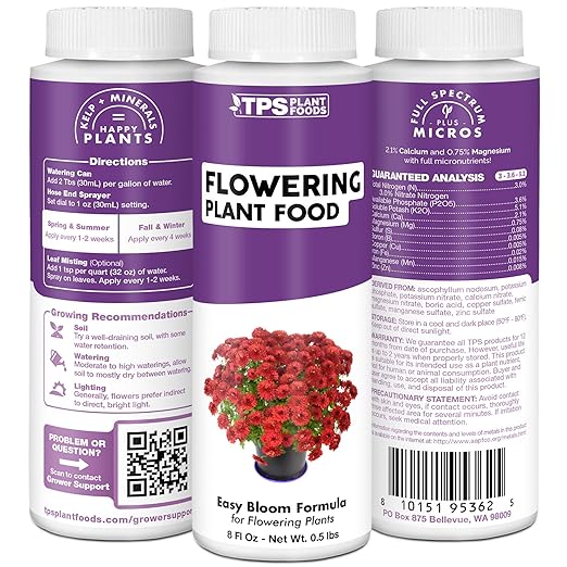 Flowering Plant Food, Complete Liquid Fertilizer for Flowering Plants, 8 oz (250mL)