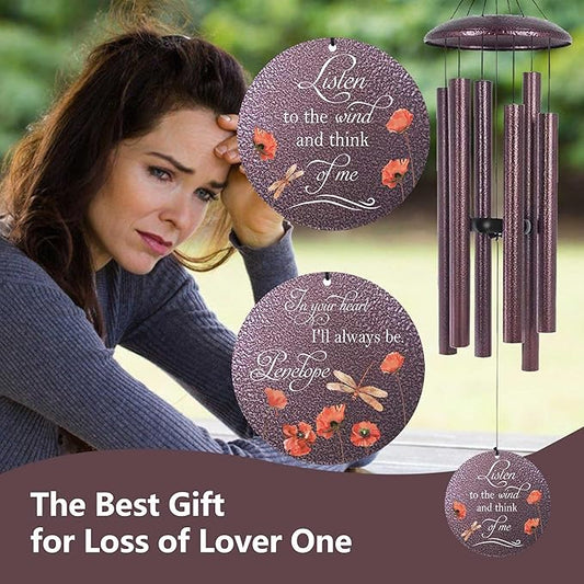 ASTARIN Dragonfly Wind Chimes for Loss of Loved One, Produced in USA Personalized Windchimes in Memory of a Loved One, Bereavement Gifts for Loss of Father Mother, 3 Size Deep Tone Wind Chime