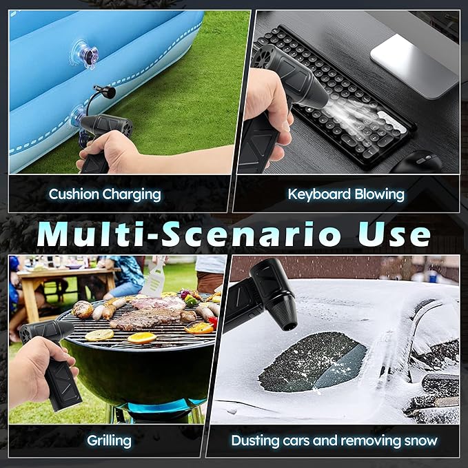 Compressed Air Duster, 150000RPM Cordless Air Duster 5-Gear Adjustable Electric Air Duster, Rechargeable Brushless Motor Air Blower for Keyboard, PC, Car, Outdoor and Home Cleaning