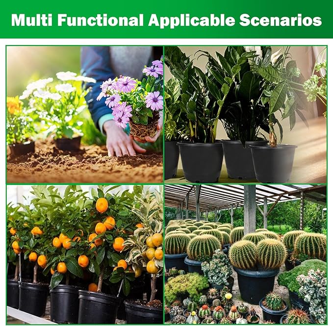 10pcs Short 3 Gallon Pots for Plants, Sturdy Plastic Planter Pots with Drainage Holes, Large Plastic Planters, Garden Planter Pots for Seedlings, Succulents