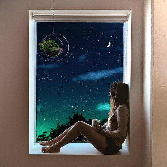 Hajia 1 Pack Moon Shaped Hanging Plant Holder with 8 Inch Detachable Pot, Black Metal Plant Hanger for Indoor Outdoor, Minimalist Hanging Planter for Wall Ceiling Decor.(with Drainage Holes)