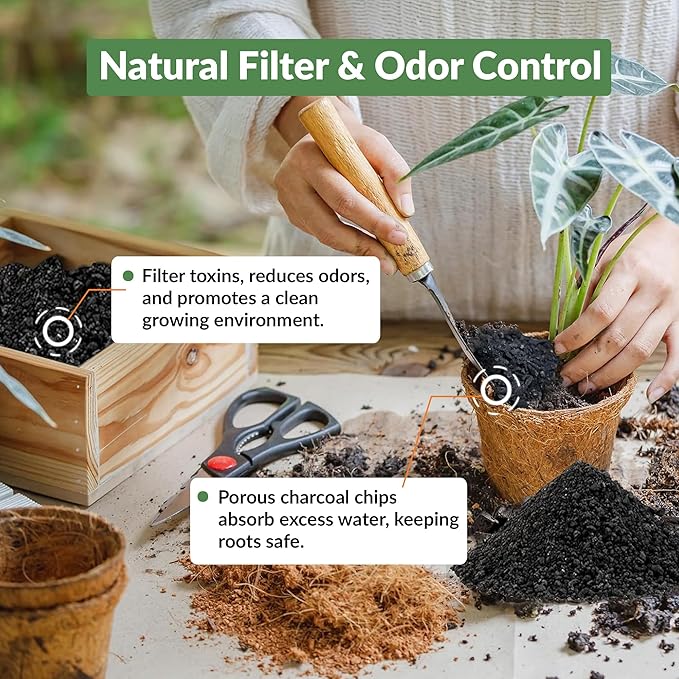 Old Potters Premium Horticultural Charcoal Chips, Natural Soil Amendment for Areation and Healthy Microbe and Plant Growth. (12 Quarts)