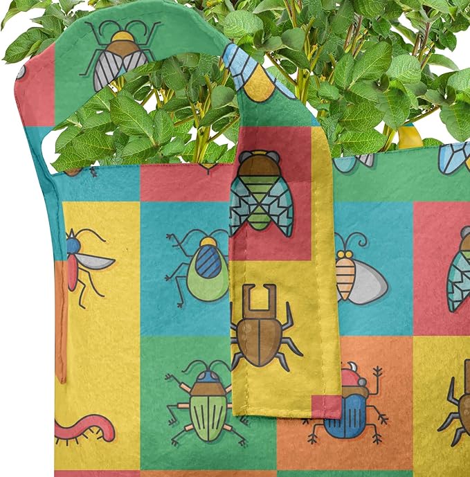 Ambesonne Camouflage Grow Bags 5-Pack, Pixel Woodland Camo Art, Heavyduty Fabric Pots with Handles for Plants, Green Cocoa