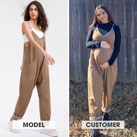 EXLURA Womens Casual Summer Jumpsuits 2026 Romper Bib Outfits Beach Vacation Denim Trendy Fashion Overalls with Pockets