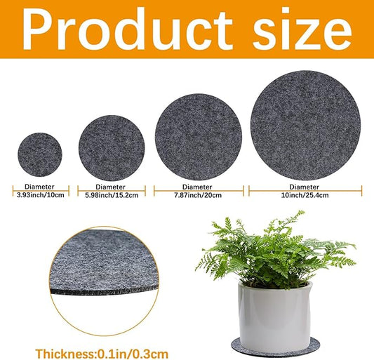 16 PCS Absorbent Waterproof Plant Coasters mat,4 Size 4/6/ 8/10 Inch Reversible Round Fabric Plant Coasters and Plant Saucers for Indoors,Plant mat for Indoor Plants