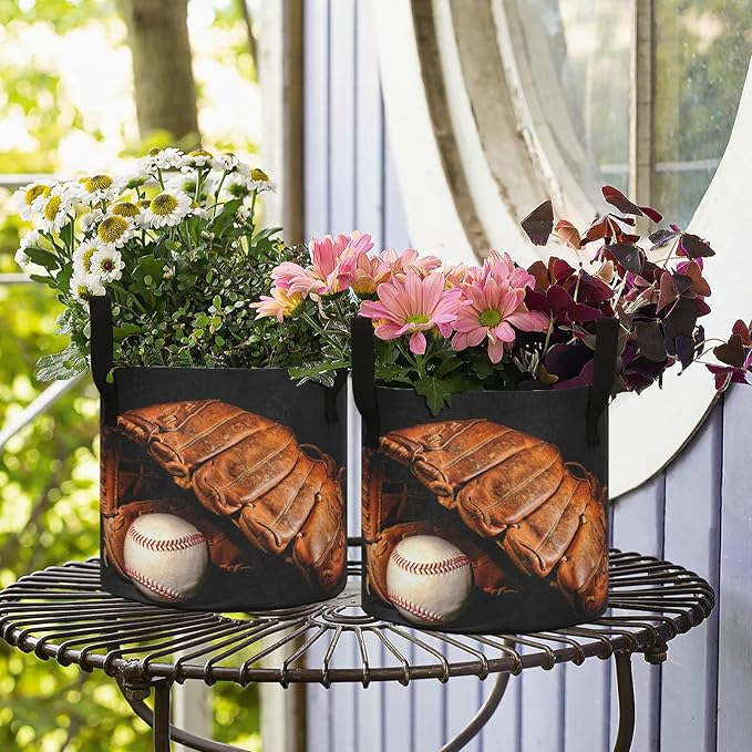 5 Gallon Old Baseball Breathable Grow Bags Heavy Duty Planter Pot Containers with Handles for Potato Tomato Fruits Flowers Vegetables
