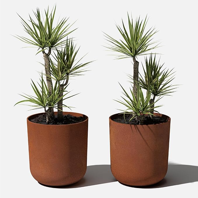 Veradek Patina Series Kona Planter - Round Planter for Outdoor Porch/Garden | Naturally Rusting Planter for All-Weather Use