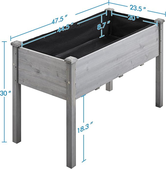 Topeakmart Elevated Planter Bed Outdoor, Wooden Raised Garden Bed, Rectangle Raised Bed with Stable Structure Wooden Garden Box Standing Planter for Garden/Patio/Backyard/Outdoor
