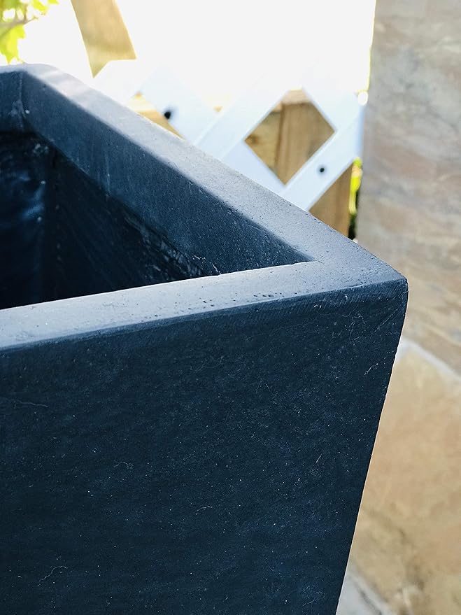 Kante 24.4" H Concrete Tall Tapered Planter, Large Outdoor Indoor Garden Plant Pot with Drainage Hole and Rubber Plug Home and Patio, Dark Gray