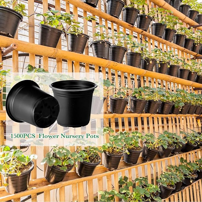 Hushee 1500 Pcs Plastic Plants Nursery Pots - Seed Starting and Seedling Planters With Drainage Holes for Indoor Outdoor Flower Transplanting