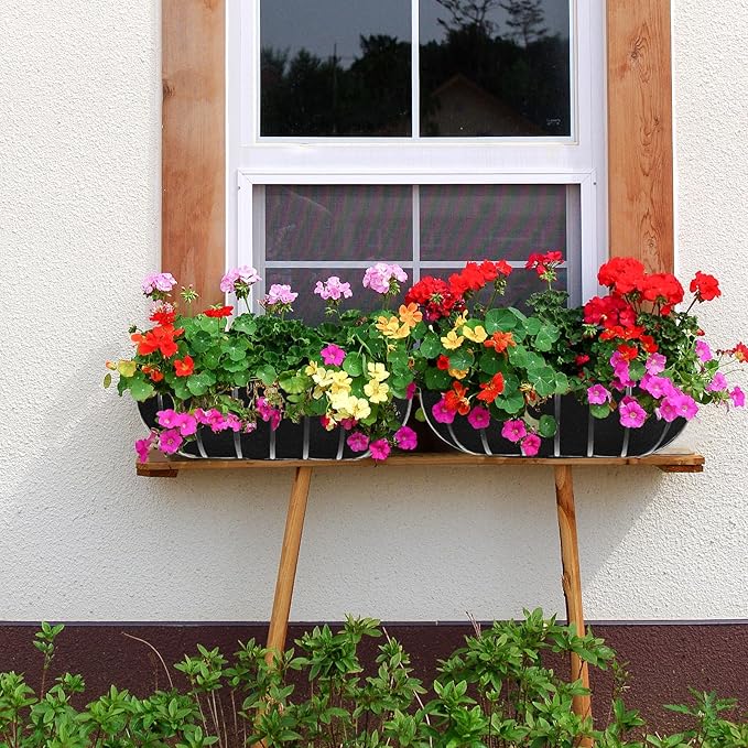 2PCS 24 Inch Window Box Liner Fabric Planter Basket Liner Trough Planter Insert Liner Black Hanging Flower Basket Liners Non-Woven Felt Plant Liner for Planters Fence Garden - Avoid Bird Nesting