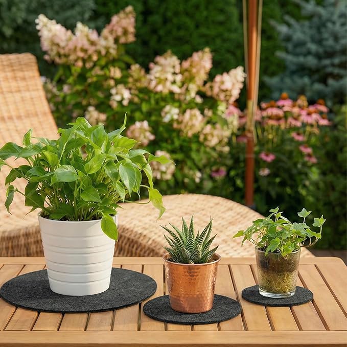 10 Inch Felt Plant Coasters, 4 Pcs Extra Thick Large Planter Coaster, Absorbent Fabric Plant Mats, Plant Coasters for House Plants