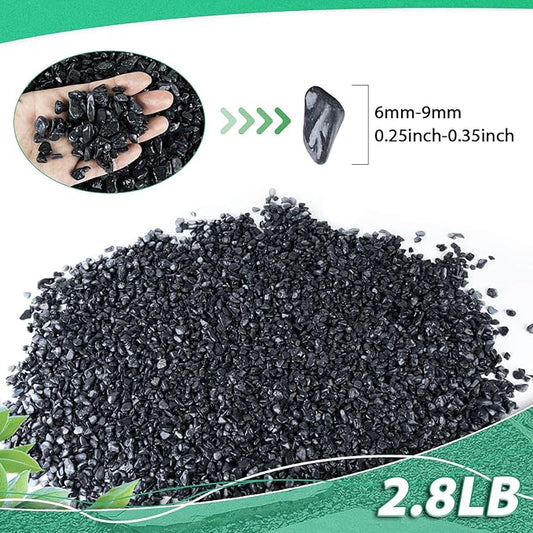 Succulent Rocks for Plants Tiny Pebbles for Planters 2.8LB Pea Gravel Bulk Course Sand Soil Small Decorative Stones for Indoor Bonsai Pots Cactus Top Dressing Aquarium Garden Landscape, Black