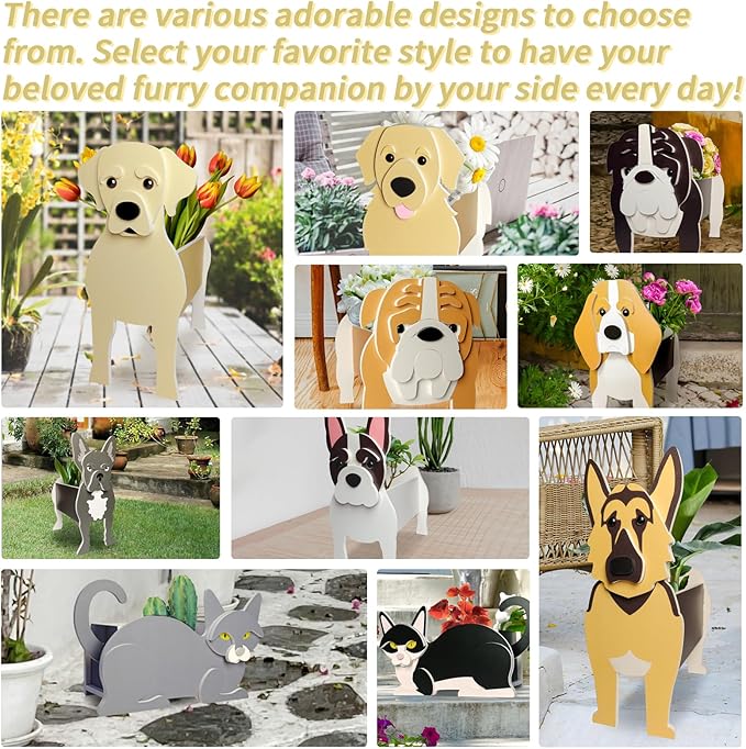 Beagle Dog Planter, Cute Animal Shape Flower Planters, Plant Pots for Indoor/Outdoor Garden Decor, Unique Gifts/Souvenirs for Pet Lovers