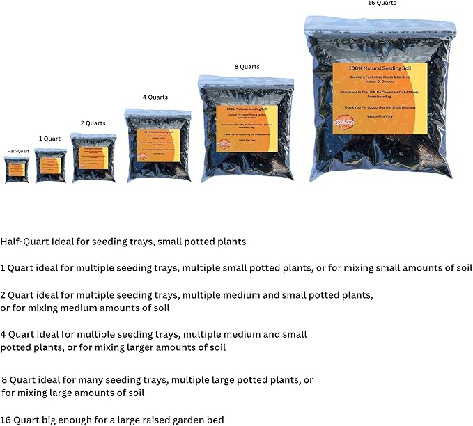 Premium Seed Starter Soil - Ideal for Seed Starting & Gardening - Complete Seed Starting Mix Included. Half-Quart