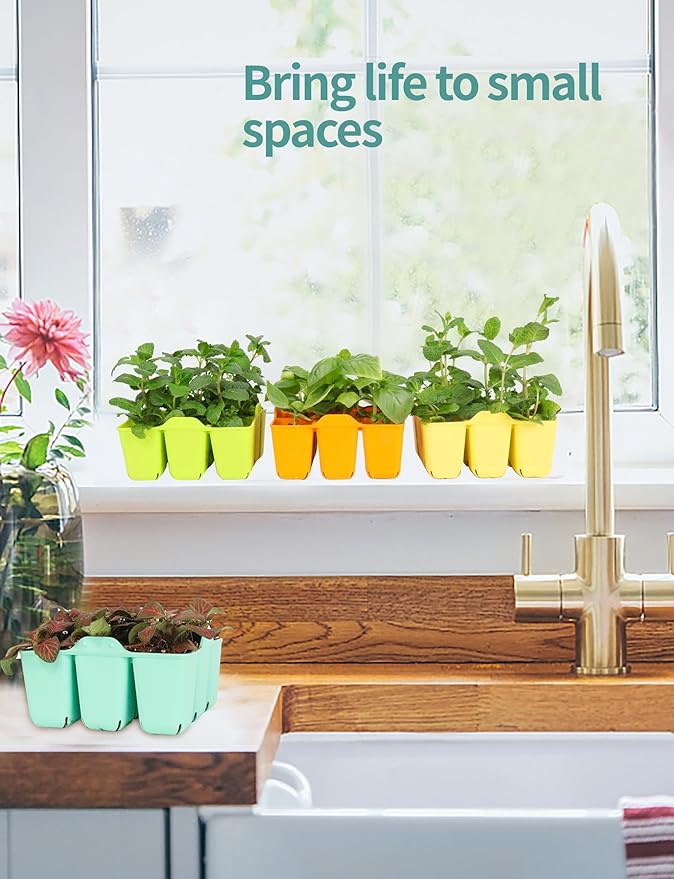 16 Packs Silicone Seed Starter Trays, Colorful Seedling Starter Trays Fit Up to 10''20" Planting Tray, 4 XL Cell Indoor Reusable Seedling Grow Trays for Vegetable, Flowers, Herb
