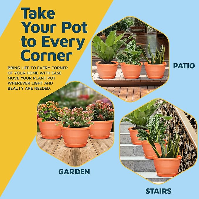 10-Inch Whiskey Barrel Planters Outdoor Pack of 20 - Durable Plastic Plant Pots for Indoor & Outdoor Use with Drainage & Saucer, Lightweight Rustic Barrel Planters for Flowers, Herbs & Small Plants
