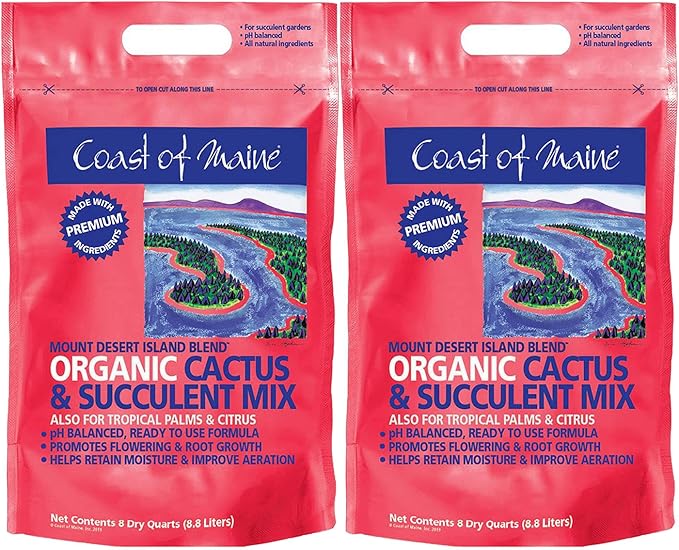 Coast of Maine Mount Desert Island Blend, 8qt (Pack of 2) Organic and Natural, Cactus and Succulent Mix - Tropical Palms and Citrus Plants