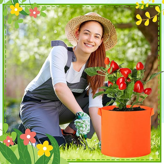 Colored Fabric Grow Bags Bulk Colorful Plant Grow Bags Nonwoven Fabric Pots with Handles Seeds Vegetables Tomato Planter Grow Buckets for Outdoor Garden Fruits Flower, 10 Colors(20 Pack,5 Gal)