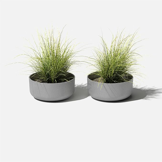 Veradek Mason Series Kona Bowl Planter - Round Planter for Indoor or Outdoor Tabletop/Balcony | Durable Plastic-Stone Composite Material | Modern Décor for Flowers, Succulents, Small Plants