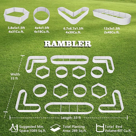 A ANLEOLIFE 14-Pack Deep Root Galvanized Raised Garden Beds Outdoor for Planting Vegetables Flowers Herb, Antique White