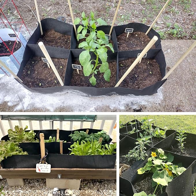 KONGDY 6 Grids Plant Grow Bags, 4x2x1ft. 57 Gallon Potato Tomato Planter Durable Fabric Garden Grow Bags for Outdoor Garden Flowers Vegetables 2 Packs