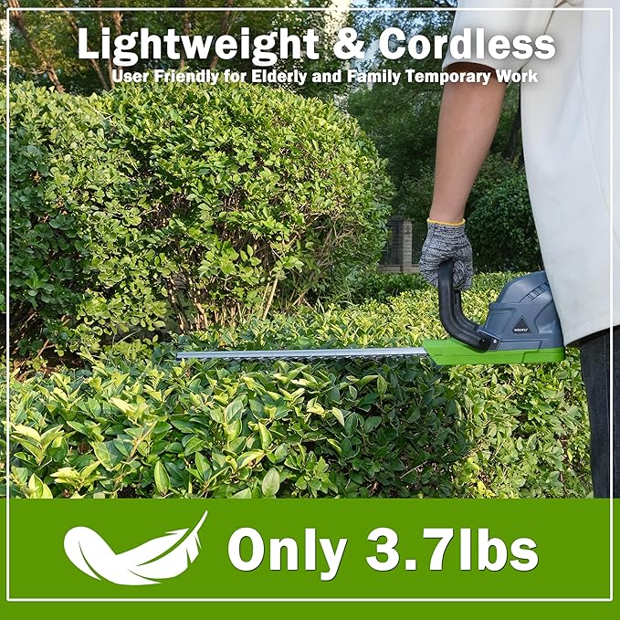 22" Cordless Hedge Trimmer, 2x4.0Ah Battery and Charger, Electric Handheld Bush Clipper, 180° Rotatable Head, Dual-Action Blades Lightweight Trimmer(Perfect Partner with String Trimmer)