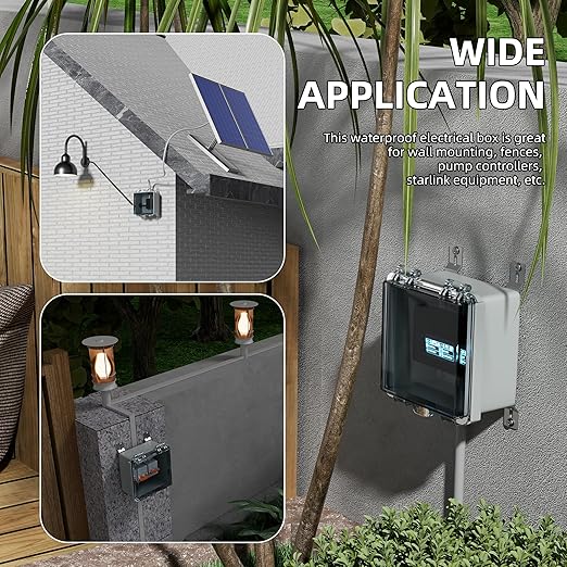 Joinfworld 6x6x4 Outdoor Electrical Box Weatherproof Junction Box Plastic Clear Waterproof Box Enclosure Nema 4 for Electronics Project WiFi Timer Conduit Marine Outside