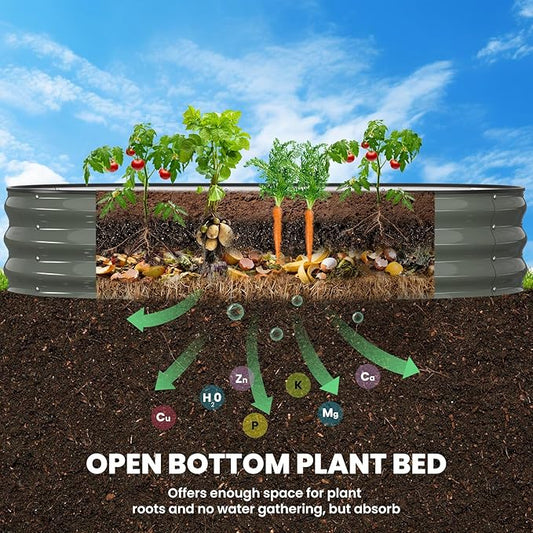 Raised Garden Bed, 6x3x1 FT Oval Raised Garden Beds Outdoor, 18” Raised Beds for Gardening Vegetables Flower Herb
