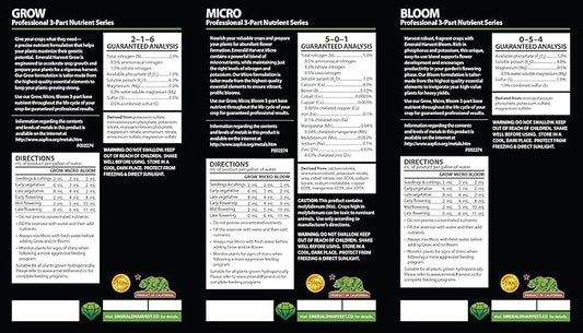 Emerald Harvest Grow, Micro, Bloom Fertilizer Combo, 3.8 L
