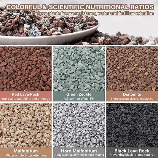 NUPICK 20lb Mix Horticultural Lava Rocks for Plants, 3/8" Colorful Succulent Potting Soil Amendments, Decorative Gravel for Cactus, Bonsai Gritty Rock, Pebbles Pumice for Vase Fillers, Top Dressing
