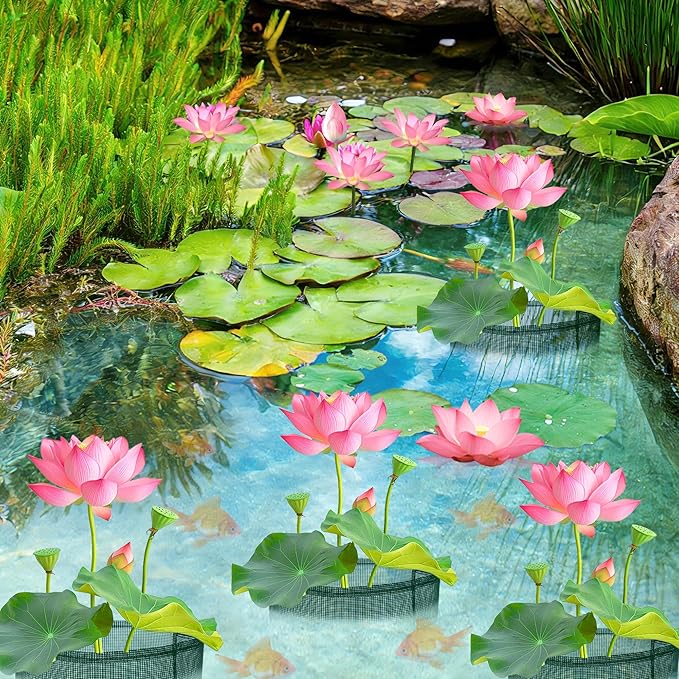 EBaokuup 4 Pcs Aquatic Pond Planting Bags, 7" Reusable Mesh Water Garden Pond Plant Pot, Breathable Green Square Lily Plant Pots for Pond Bog Plant Garden Terrestrial Plant